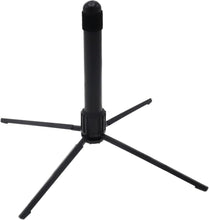 Load image into Gallery viewer, Black adjustable 4 leg stand for a flute on a white background