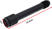 Load image into Gallery viewer, Black cylindrical case of a flute stand with measurements on a white background
