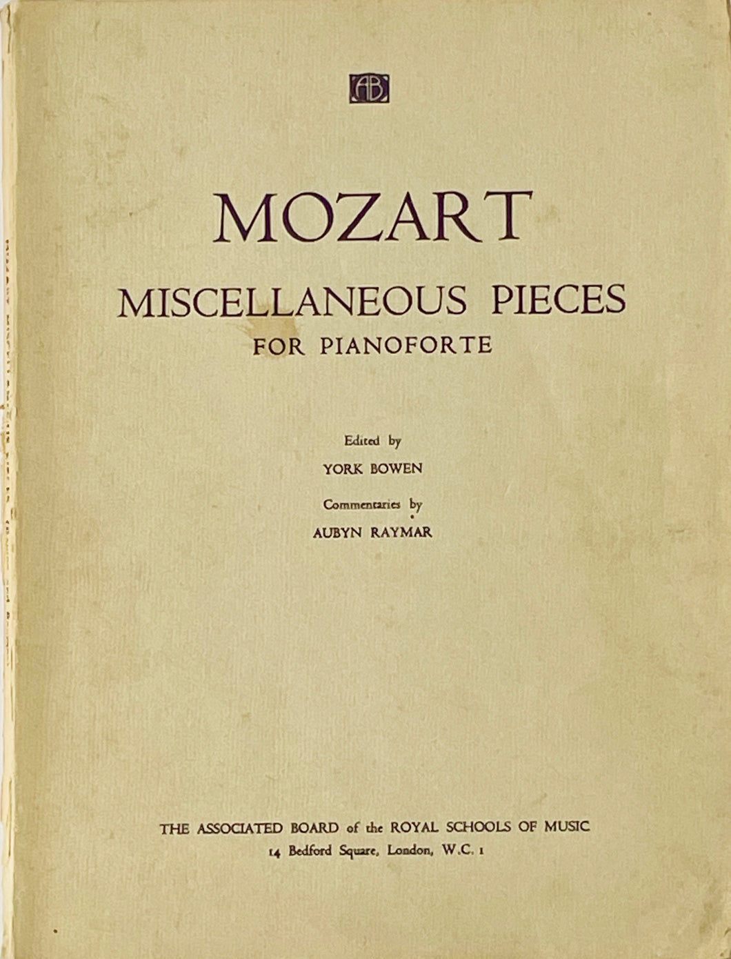 Mozart, Miscellaneous Pieces for Pianoforte