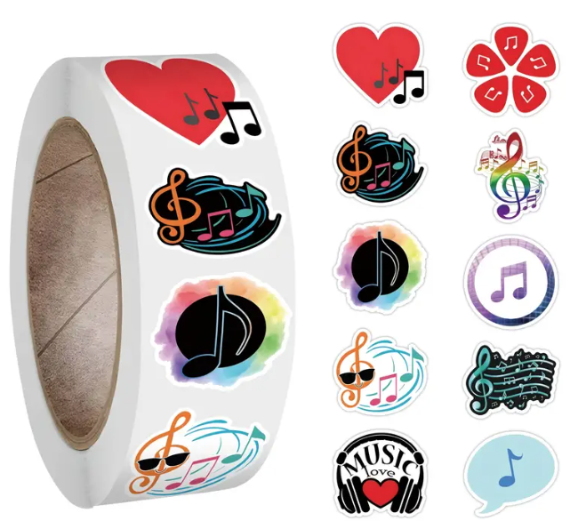 Music Stickers, Roll of 500