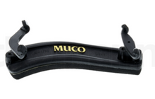 Load image into Gallery viewer, Black violin shoulder rest with &#39;MUCO&#39; branding on a white background
