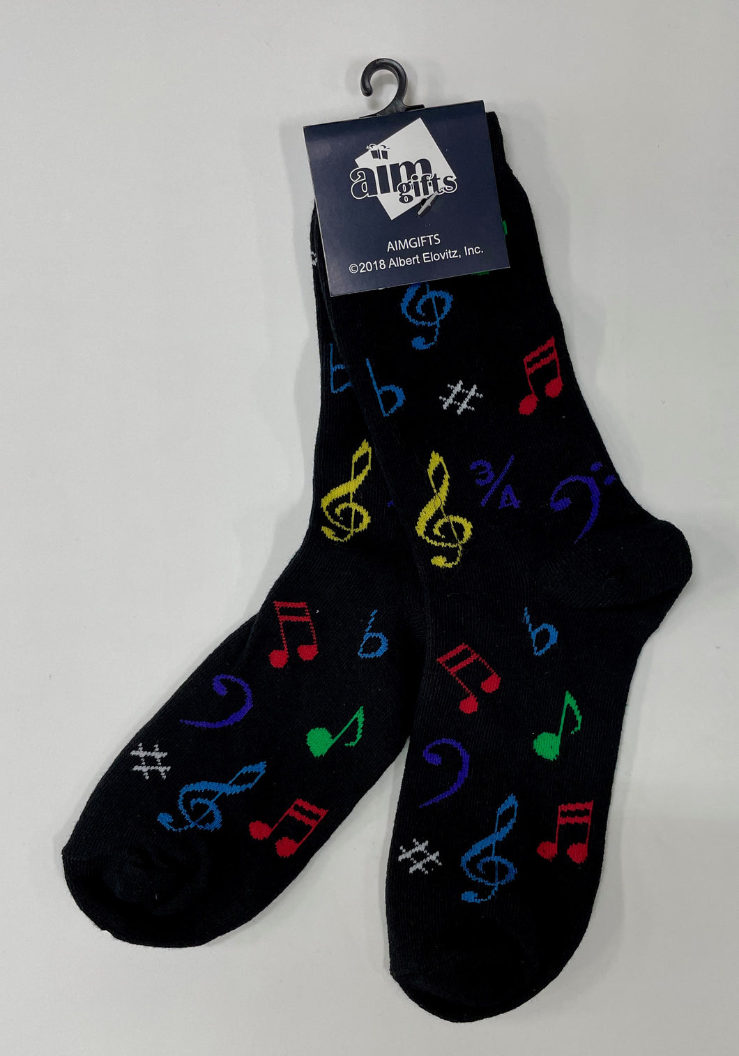Adult Socks, Black, Music Symbols